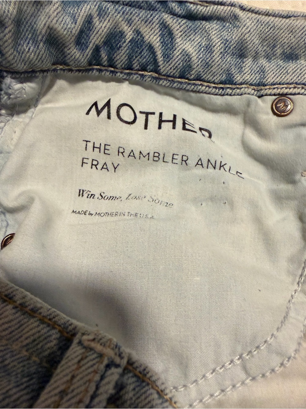 Mother Denim "Rambler Ankle Fray" Jeans Sz 25 High-Waist, Raw Hem, Two-Tone - Picture 3 of 16